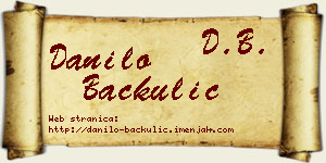Danilo Bačkulić vizit kartica